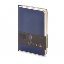 Ежедневник недатированный Chelsea, А5, синий, бежевый блок, серебряный обрез, ляссе