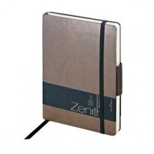 Ежедневник недатированный Zenith, коричневый, В6, бежевый блок, без обреза, ляссе, на резинке