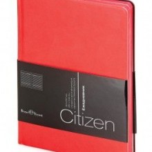 Ежедневник недатированный New Citizen, А5, красный, белый блок, красный обрез, ляссе