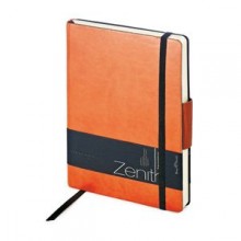 Ежедневник недатированный Zenith, оранжевый, В6, бежевый блок, без обреза, ляссе, на резинке