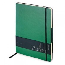 Ежедневник недатированный Zenith, зеленый, В5, бежевый блок, без обреза, ляссе, на резинке