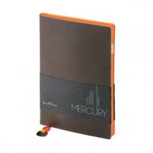 Ежедневник недатированный Mercury, коричневый, А5, белый блок, оранжевый обрез, ляссе с шильдом