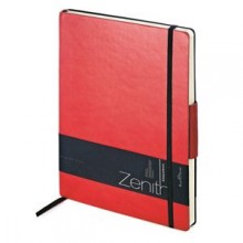 Ежедневник недатированный Zenith, красный, В5, бежевый блок, без обреза, ляссе, на резинке