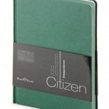 Ежедневник недатированный New Citizen, А5, зеленый, белый блок, зеленый обрез, ляссе