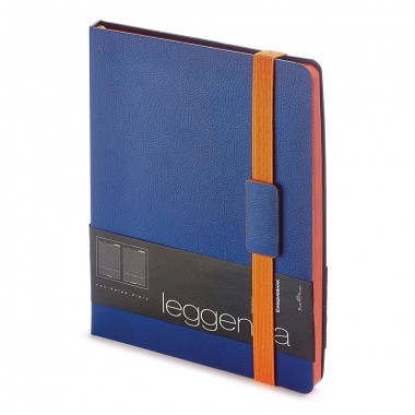 Ежедневник недатированный Leggenda, B5, темно-синий, бежевый блок, оранжевый обрез, ляссе
