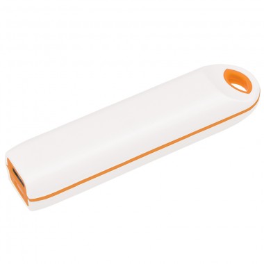 Универсальное зарядное устройство "Timber" (2000mAh),белый с оранжевым, 11х2,1х2,4 см,пластик