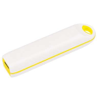 Универсальное зарядное устройство "Timber" (2000mAh),белый с желтым, 11х2,1х2,4 см,пластик