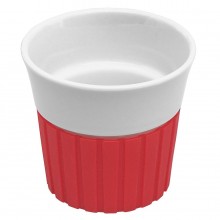 Чашка с силиконовой вставкой, красная; 10х10х9 см, 330 мл; фарфор, силикон; деколь