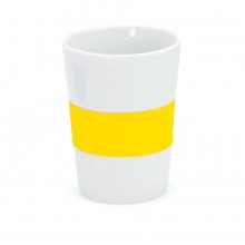 Стакан NELO, белый с желтый, 350мл, 11,2х8см, тонкая керамика, силикон