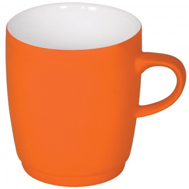 Кружка "Soft" с прорезиненным покрытием, оранжевая, 350 мл, фарфор