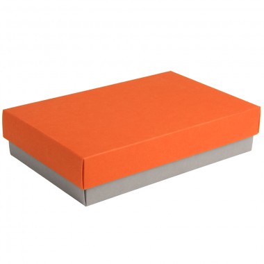 Коробка подарочная CRAFT BOX, 17,5*11,5*4 см, серый, оранжевый, картон 350 гр/м2