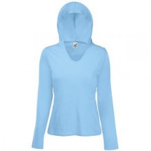 Футболка "Lady-Fit Lightweight Hooded T", голубой