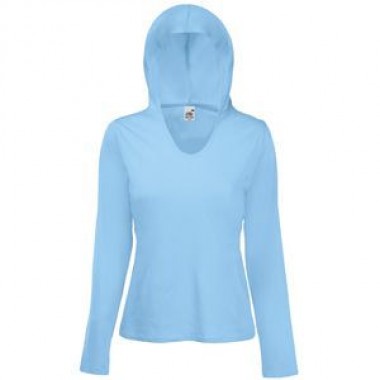 Футболка "Lady-Fit Lightweight Hooded T", голубой