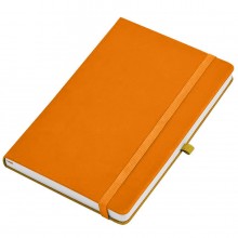 Бизнес-блокнот А5 "Silky", оранжевый, твердая обложка, в клетку