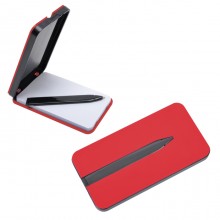 Блокнот "Apple" с ручкой; красный, 5,7х11,4х1,2 см, пластик