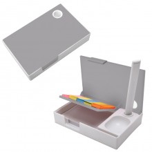 Набор канцелярский "Handy":ручка,блокнот и листочки для записи post-it, белый с серым, 10,1х6,5х1,8с
