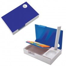 Набор канцелярский "Handy":ручка,блокнот и листочки для записи post-it, белый с синим, 10,1х6,5х1,8с