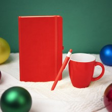 Подарочный набор HAPPINESS: блокнот, ручка, кружка, красный Подарочный набор HAPPINESS: блокнот, ручка, кружка, красный