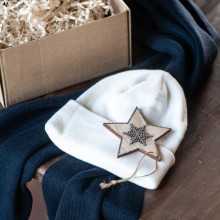 Набор подарочный WINDSET: шарф, шапка, украшение, коробка, темно-синий