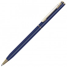 SLIM, ручка шариковая, синий матовый/золотистый, металл