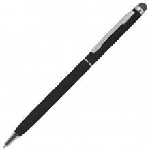 TW Soft, ручка шариковая со стилусом для сенсорных экранов, черный/хром, металл/софт покрытие