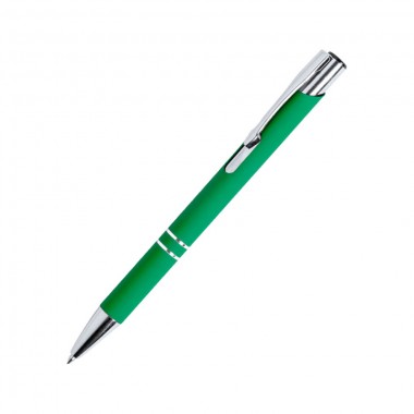 ZROMEN, ручка шариковая, зеленый, металл, софт-покрытие