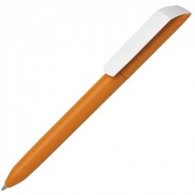 Ручка шариковая FLOW PURE, оранжевый корпус/белый клип, пластик