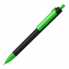Ручка шариковая FORTE SOFT BLACK, черный/зеленое яблоко, пластик, покрытие soft touch