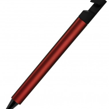 N5, ручка шариковая, бордовый/черный, пластик, металлизир. напыление, подставка для смартфона