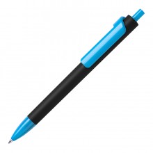 Ручка шариковая FORTE SOFT BLACK, черный/голубой, пластик, покрытие soft touch
