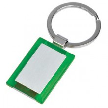 Брелок "Прямоугольник" зеленый; 2,7х4х0,5 см; металл, пластик; лазерная гравировка