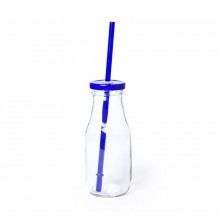 Бутылка ABALON с трубочкой, 320 мл, стекло, прозрачный, синий