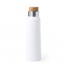 Бутылка для воды ANUKIN, белая, 770 мл, нержавеющая сталь, натуральная пробка