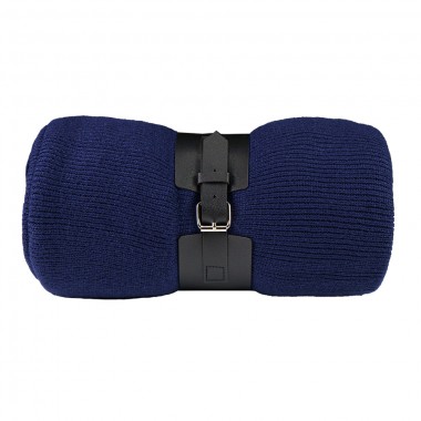 Плед "Belt"; т.синий; 130 х 180 см; 100% акрил, с ремнем