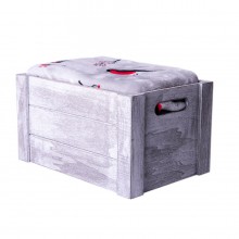 Плед новогодний "Снегири" в подарочной коробке; серый с красным; 130х150 см; фланель 220 гр/м2