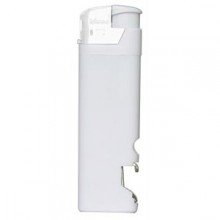 Зажигалка пьезо ISKRA с открывалкой, белая, 8,2х2,5х1,2 см, пластик/тампопечать