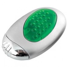Зажигалка "Классика" с подсветкой; серебристый с зеленым; 3,5х1,6х6 см; металл, пластик; лазерная гр