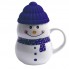 Кружка SNOWMAN с крышкой, белый с синим, 380мл, фарфор, силикон