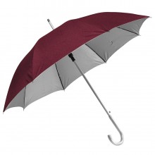 Зонт-трость с пластиковой ручкой "под алюминий" "Silver", полуавтомат; бордовый с серебром; D=103 cм