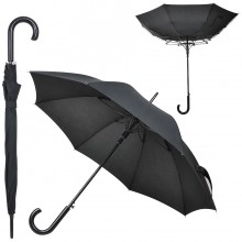 Зонт-трость "Anti Wind", полуавтомат, деревянная ручка, черный; D=103 см