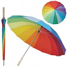 Зонт-трость "Радуга" (полуавтомат), D=110см, нейлон, дерево, шелкография