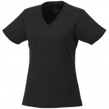 Модная женская футболка Amery с коротким рукавом и V-образным вырезом, черный