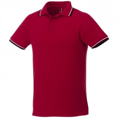 Мужская футболка поло Fairfield с коротким рукавом с проклейкой, красный/темно-синий/белый