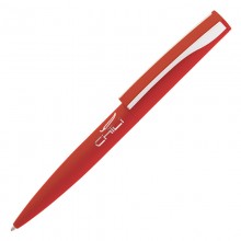 Ручка шариковая "Dial", красный/серебристый, прорезиненная поверхность