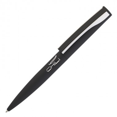 Ручка шариковая "Dial", черный/серебристый, прорезиненная поверхность