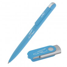 Набор ручка + флеш-карта 8 Гб в футляре, голубой