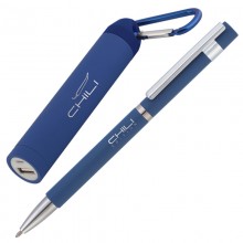 Набор ручка + источник энергии 2800 mAh в футляре, темно-синий