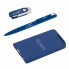 Набор ручка + флеш-карта 8Гб + источник энергии 4000 mAh в футляре, прорезиненный темно-синий