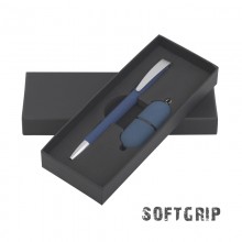 Подарочный набор ручка и флеш-карта, покрытие soft grip, синий