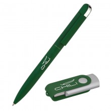 Набор ручка + флеш-карта 8 Гб в футляре, темно-зеленый